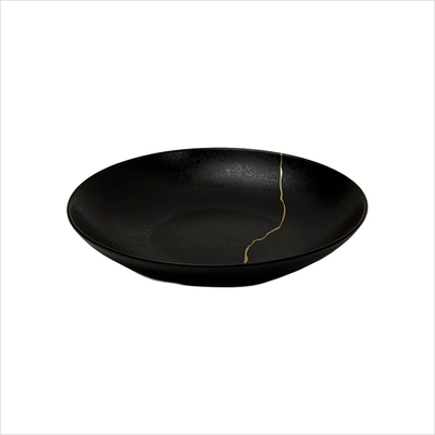 Teller leicht tief 23 cm _Karbon Kintsugi__side